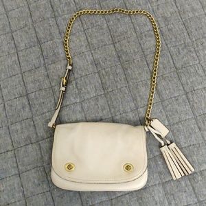 (SOLD) Coach New York White Leather Bag with Tassels